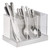 Cal-Mil 3015-55 8 1/4"W x 5 3/4"D x 6"H Clear Acrylic 3 Bins Luxe Flatware Holder