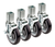 Krowne 28-174S 6" Overall 1-1/4" Square Post Shelving Caster with Side Brake, 5" Wheel, Set of 4