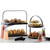 TableCraft Products 10718 17-3/10" x 8" x 18"H Two-Tier Rectangular Collapsible Acacia Wood Black Powder Coated Metal Frame Display Stand