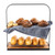 TableCraft Products 10718 17-3/10" x 8" x 18"H Two-Tier Rectangular Collapsible Acacia Wood Black Powder Coated Metal Frame Display Stand