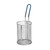 TableCraft Products 985 5 1/4" Dia. x 7" H Round 18/8 Stainless Steel Pasta Basket With Blue Cool-To-Touch PVC Handle - 2/Case