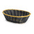 TableCraft Products 975B 9" W x 6 1/2" D x 2 1/2" H Oval Black Vinyl Hand Woven Basket With Gold Metal Trim