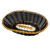 TableCraft Products 975B 9" W x 6 1/2" D x 2 1/2" H Oval Black Vinyl Hand Woven Basket With Gold Metal Trim