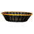 TableCraft Products 975B 9" W x 6 1/2" D x 2 1/2" H Oval Black Vinyl Hand Woven Basket With Gold Metal Trim