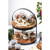TableCraft Products 10719 12" x 11-2/5" x 16" Two-Tier Round Collapsible Acacia Wood Black Powder Coated Metal Frame Display Stand