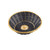 TableCraft Products 875B 8" Dia. x 2" H Round Black Vinyl Hand Woven Basket With Gold Metal Trim