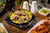 TableCraft Products MSSKLT85 8 1/2" W x 8 1/2" D x 1 3/8" H Square Melamine Cast Iron Coating Skillet With Handles