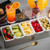 TableCraft Products 1605 15" W x 5 3/4" D x 3 1/2" H 1 Pint 5 Compartment Holder Stainless Steel With Acrylic Lid Condiment Holder