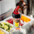 TableCraft Products 2249A 1 1/2 Oz. Red Spout Plastic Cash & Carry Proper Pour