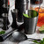 TableCraft Products 10557 3 3/16" W x 1 1/8" D x 6 1/4" H Black Acid Etch Finish Stainless Steel Julep Strainer