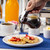 TableCraft Products PP410B 10 Oz. Teardrop Design Brown ABS Plastic Top Polypropylene Transparent Syrup Dispenser