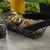 TableCraft Products BK11709 8 7/8" W x 4" D x 2" H Oblong Black Powder Coated Metal Complexity Collection Serving Basket