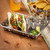 TableCraft Products TRSP23 5 5/8" W x 2 1/4" D x 1 1/2" H Stainless Steel Stamped Circle Pattern Taco Taxi Server