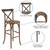 Flash Furniture XA-X-BAR-GO-GG 600 Lb. Armless Cross Back Wood Seat Hercules Series Stacking Bar Stool