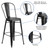 Flash Furniture ET-3534-30-BK-GG 500 Lb. Black Curved Back With Vertical Slat Bar Stool