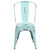 Flash Furniture ET-3534-DB-GG 500 Lb. Green Curved Back With Vertical Slat Drain Holes In Seat Distressed Metal Powder Coat Finish Chair