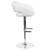 Flash Furniture CH-122070-WH-GG 17-5/8" Dia. Swivel Bar Stool Contemporary White Vinyl Adjustable Height With Rounded Mid-Back And Chrome Base
