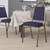 Flash Furniture FD-BHF-1-ALLGOLD-0849-NVY-GG 500 Lb. 2 - 1/2" Thick Navy Blue Ca117 Fire Retardant Foam Seat Trapezoidal Seamless Back Panel Gold Powder Coated Frame Finish Hercules Series Stacking Banquet Chair