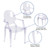 Flash Furniture FH-124-APC-CLR-GG 400 Lb. Transparent Crystal Molded Polycarbonate Rubber Floor Glides Plain Back Curved Arms Contoured Seat Ghost Chair