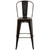 Flash Furniture ET-3534-30-COP-GG 500 Lb. Copper Curved Back With Vertical Slat Distressed Powder Coat Finish Bar Stool