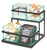 Cal-Mil 3604-13 10-1/4" W x 11" D x 11-1/2" H 2-Tier Metal Frame Black (4) 5" x 5" GlassJ Jars Condiment Stair Step Display
