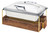 Cal-Mil 3705-46 23" W x 17 1/2" D x 13 3/4" H 8 Qt. Rectangular Walnut Windguards Brass Frame Mid-Century Chafing Dish