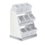 Cal-Mil 3018-55-15 12-1/4" W x 9" D x 15-1/2" H 3-tier (9) White Melamine Jars Stainless Steel Base and White Metal Frame Luxe Condiment Display