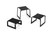 Vollrath 4600960 Black Square Stainless Steel Set of Three Bent Risers Buffet Stand