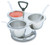 Vollrath 99637 8 1/4" W x 5 3/4" H Three 10 oz. Stainless Steel Bowls Three-Way REVOLVING Server