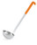 Vollrath 4980865 8 Oz. 18/8 Stainless Steel 14 Ga. 12-5/8" Grooved Hooked Orange Kool-Touch Handle with Satin Finish One-Piece Heavy Duty Ladle