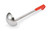 Vollrath 4980865 8 Oz. 18/8 Stainless Steel 14 Ga. 12-5/8" Grooved Hooked Orange Kool-Touch Handle with Satin Finish One-Piece Heavy Duty Ladle