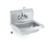 Vollrath K1410-C 17" W x 15" D 4" Centers 20 Gauge Stainless Steel Wall-Mounted Hand Sink with Bracket Strainer and Gooseneck Faucet