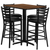 Flash Furniture HDBF1020-GG 42" Dia. x 42" H Walnut Laminate Finish Square Table Set with 4 Metal Ladder Back Bar Stools
