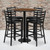 Flash Furniture RSRB1024-GG 30" Dia. x 42" H Walnut Laminate Finish Round Table Set with 4 Metal Ladder Back Metal ladder Back Bar Stools