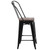 Flash Furniture CH-31320-24GB-BK-WD-GG Black Metal Curved Back With Vertical Slat Counter Height Bar Stool