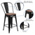 Flash Furniture CH-31320-24GB-BK-WD-GG Black Metal Curved Back With Vertical Slat Counter Height Bar Stool
