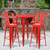 Flash Furniture CH-51090BH-4-30CAFE-RED-GG 30" Dia. x 41" H Red Metal Round Bar Height Table and 4 Bar Stool Set