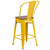 Flash Furniture CH-31320-24GB-YL-WD-GG Yellow Metal Curved Back With Vertical Slat Bistro Style Counter Height Bar Stool
