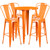 Flash Furniture CH-51090BH-4-30CAFE-OR-GG 30" Dia. x 41" H Orange Metal Round Bar Height Table and 4 Bar Stool Set