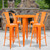 Flash Furniture CH-51090BH-4-30CAFE-OR-GG 30" Dia. x 41" H Orange Metal Round Bar Height Table and 4 Bar Stool Set