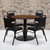 Flash Furniture RSRB1004-GG 36" Dia. x 30" H Walnut Laminate Finish Round Table Set with 4 Banquet Chairs