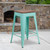 Flash Furniture ET-BT3503-24-MINT-WD-GG Mint Green Textured Wood Seat With Galvanized Steel Counter Height Backless Bar Stool