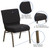 Flash Furniture FD-CH0221-4-GV-S0806-BAS-GG Black 21.25" Width Steel Book Rack with Communion Cup Holder Gold Vein Frame Hercules Series Extra Wide Stacking Church Chair