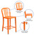 Flash Furniture CH-61200-24-OR-GG Orange Galvanized Steel Counter Height Bar Stool