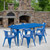 Flash Furniture ET-CT005-6-70-BL-GG Blue Steel Rectangular Table Set with 6 Chairs