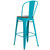 Flash Furniture ET-3534-30-CB-WD-GG 46" H Teal Blue Galvanized Steel Curved Back With Vertical Slat Bar Stool
