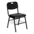 Flash Furniture RUT-GK01-BK-BAS-GG Black Metal Frame Carrying Handle Cutout Back with Wire Book Basket Hercules Series Stacking Chair