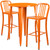 Flash Furniture CH-51090BH-2-30VRT-OR-GG 30" Dia. x 41" H Orange Metal Round Bar Height Table and 2 Bar Stool Set