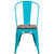Flash Furniture ET-3534-CB-WD-GG Teal Blue Metal Curved Back with Vertical Slat Textured Wood Seat Stacking Side Chair