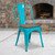 Flash Furniture ET-3534-CB-WD-GG Teal Blue Metal Curved Back with Vertical Slat Textured Wood Seat Stacking Side Chair